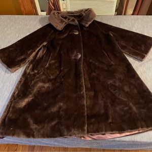 Farotta vintage brown 2 button fur coat mid length 50 chest